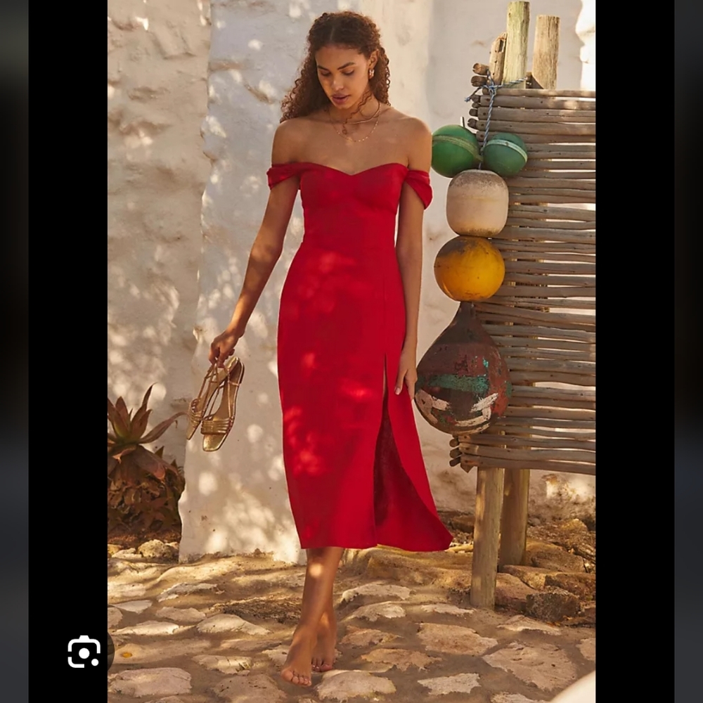 Reformation Bridgton Linen dress in Lipstick